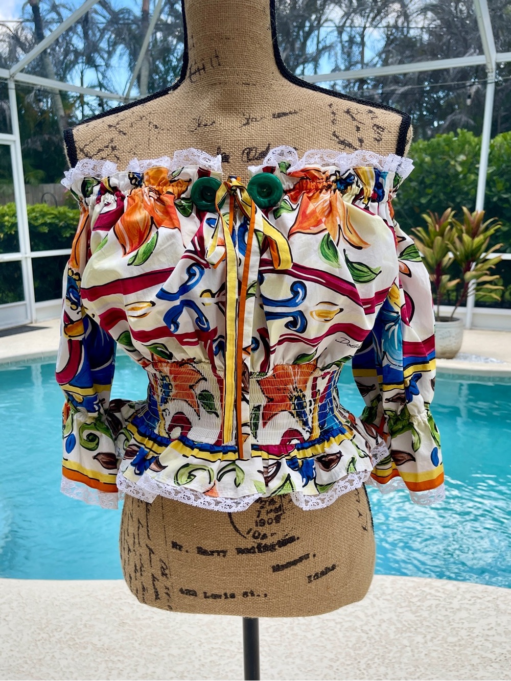 Dolce & Gabbana Multicolor Off-Shoulder Smocked Floral Top